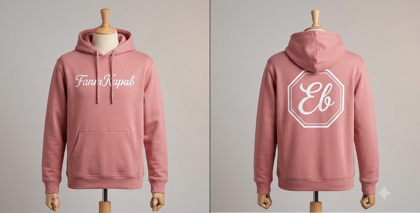 Hoodie FANM KAPAB femme rose face et dos
