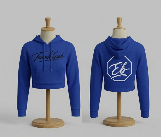 Hoodie croptop FANM KAPAB Femme - Bleu - face et dos