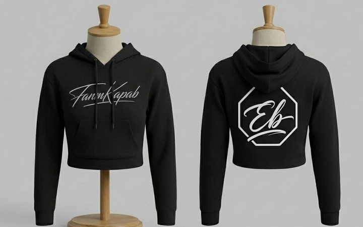 Hoodie croptop FANM KAPAB Femme - Noir - face et dos