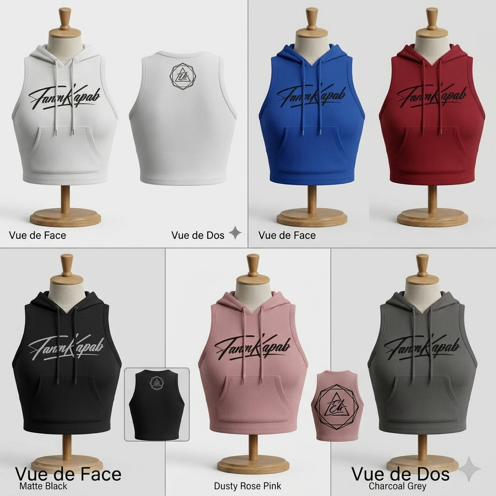 Hoodie croptop FANM KAPAB sans manches — Multicolore