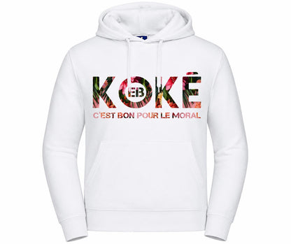 Hoodie KOKÉ Motifs Tropicaux fleurs tropicales coloris blanc molleton oversize