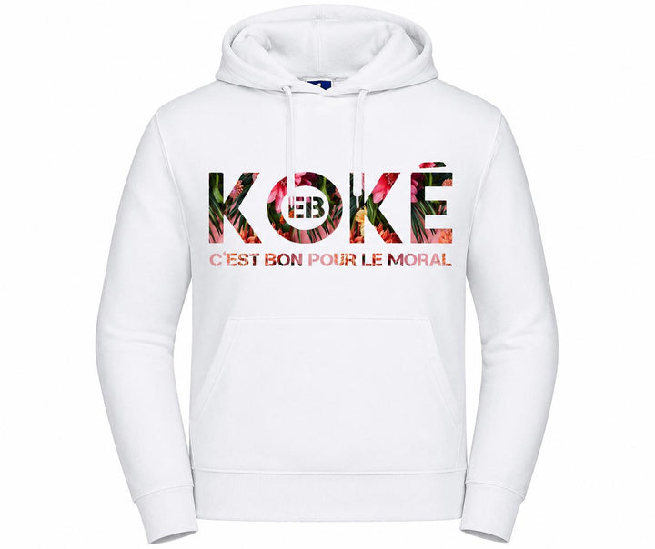 Hoodie KOKÉ Motifs Tropicaux fleurs tropicales coloris blanc molleton oversize