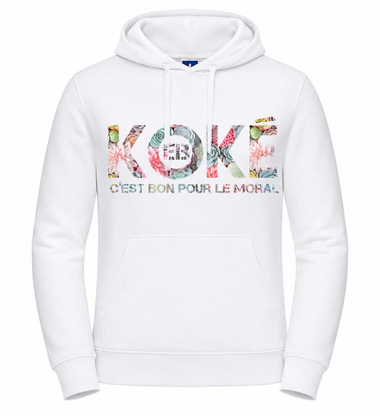 Sweat Hoodie KOKÉ molleton oversize motifs succulents coloris blanc streetwear diaspora caribéenne